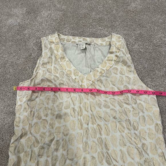 Saint Tropez West Women's Sleeveless Linen Tank Cream Gold‎ Size Medium - Picture 8 of 9